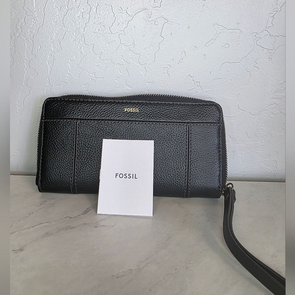 NEW Fossil Black Jori RFID Zip Clutch Wallet - Picture 4 of 8